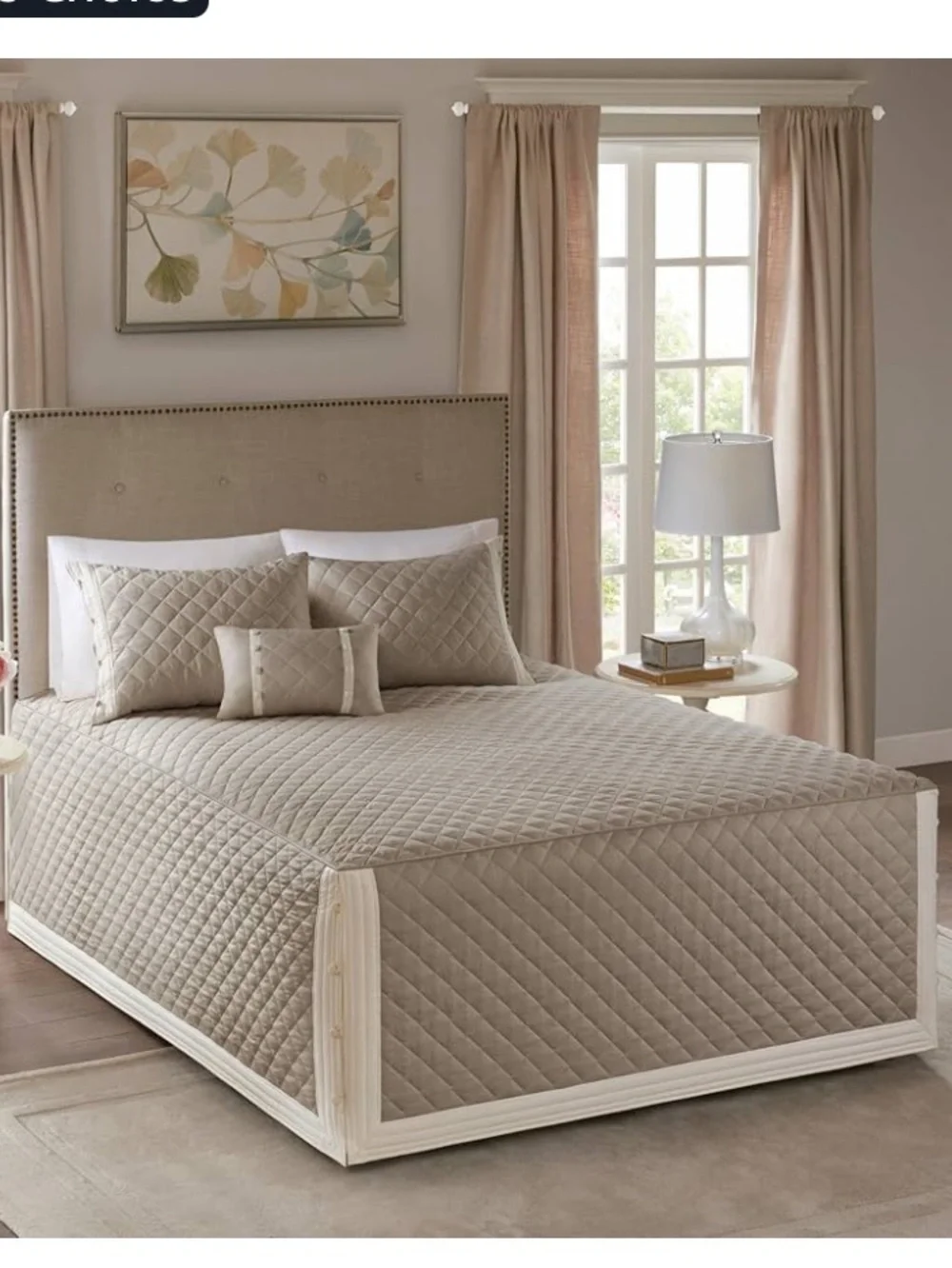 Madison Park Khaki Diamond Quilted Bedspread with 2 Shams
